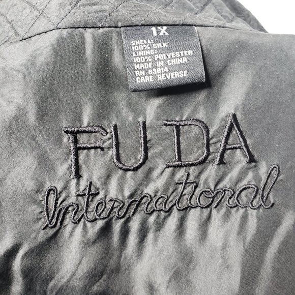 Vtg 80’s Fuda International Sz 1X Black Bomber Jacket- 100% Silk(790) - Picture 7 of 7